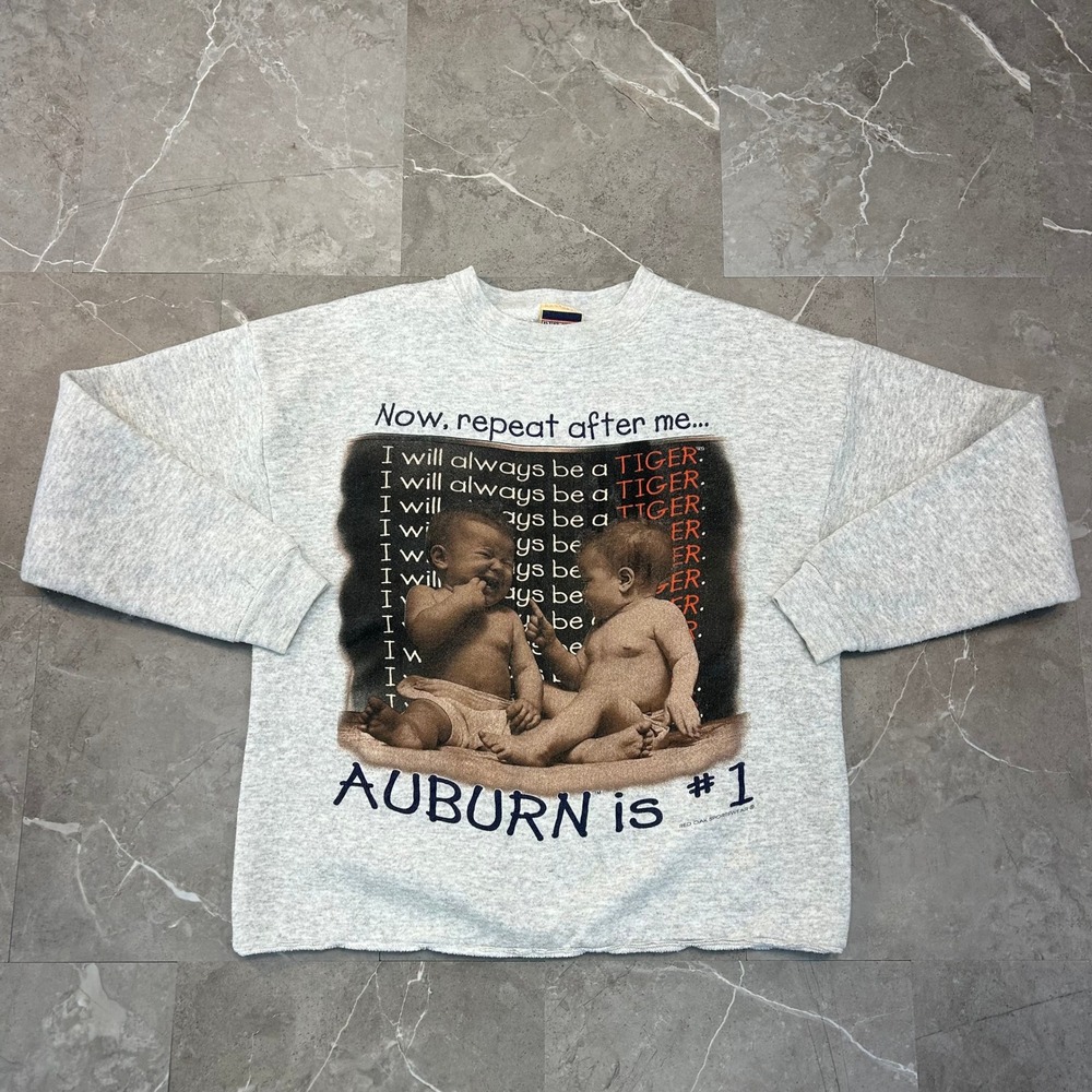 90s Vintage Auburn Tigers Sweatshirt Mens Medium Cropped Crewneck Pullover NCAA